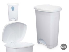 ARTE REGAL Poubelle à pédale en plastique blanc 50L (Lot de 3)