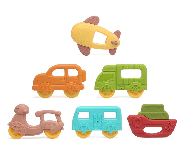 KioKids - Lot de 6 Mordeurs de Dentition Bébé, Jouets pour Gencives Soulagement Douleur, Modèles Véhicules (Voiture, Avion, Train), Plastique Sans BPA, 3+ Mois, Multicolor KioKids - Lot de 6 Mordeurs de Dentition Bébé, Jouets pour Gencives Soulagement Douleur, Modèles Véhicules (Voiture, Avion, Train), Plastique Sans BPA, 3+ Mois, Multicolor