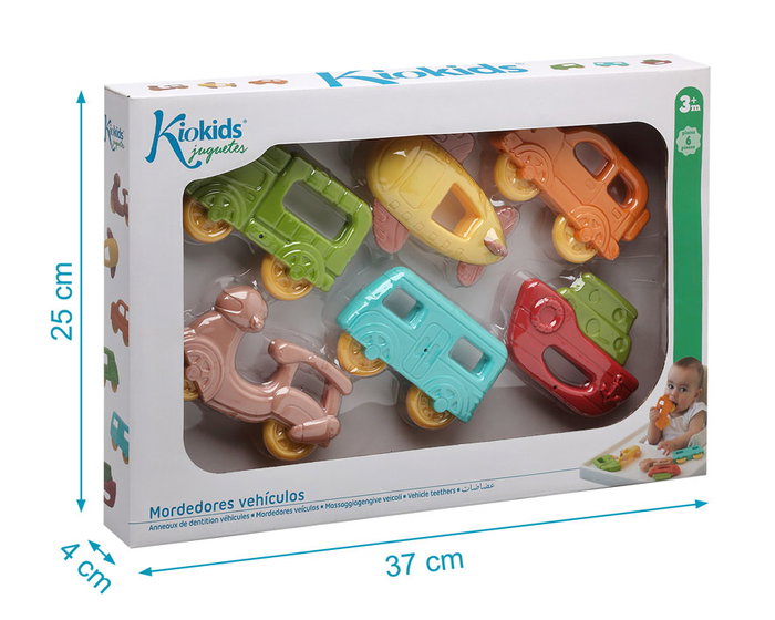 KioKids - Lot de 6 Mordeurs de Dentition Bébé, Jouets pour Gencives Soulagement Douleur, Modèles Véhicules (Voiture, Avion, Train), Plastique Sans BPA, 3+ Mois, Multicolor KioKids - Lot de 6 Mordeurs de Dentition Bébé, Jouets pour Gencives Soulagement Douleur, Modèles Véhicules (Voiture, Avion, Train), Plastique Sans BPA, 3+ Mois, Multicolor