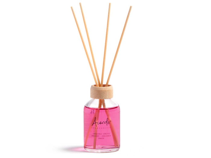 Acorde Mikado 50 ml avec tige Orchidée - Rose, 7x17x5 cm, verre et rotin (Set de 12)