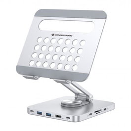 Conceptronic DONN26G Station d'accueil USB-C 8-en-1 Gris avec HDMI 4K, USB-A, USB-C PD 100W, lecteur SD