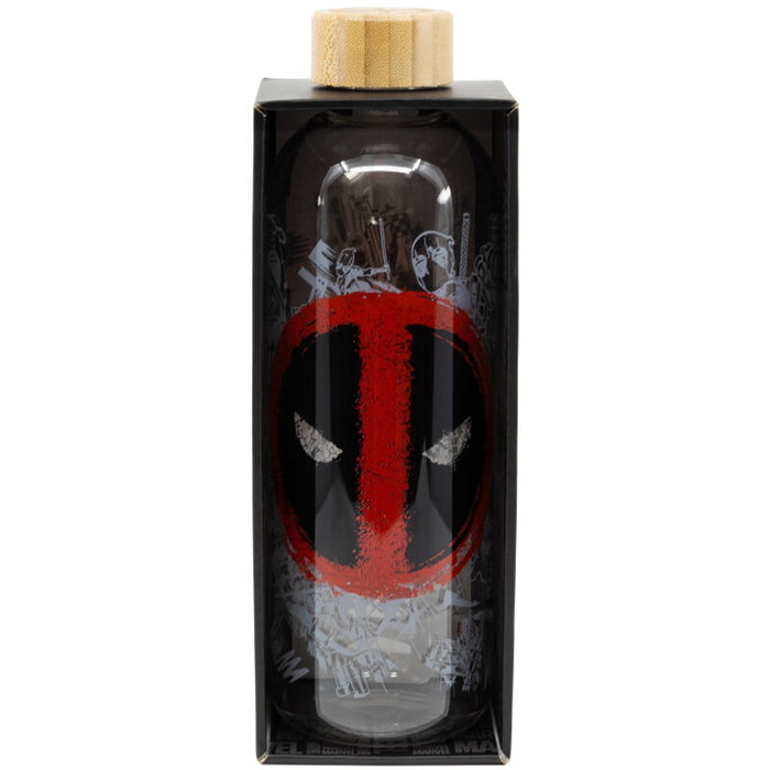 STOR Bouteille en verre Marvel Deadpool 1030 ml avec bouchon étanche, borosilicate sans BPA réutilisable pour réduire les déchets plastiques