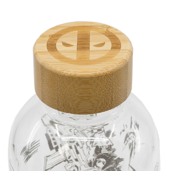STOR Bouteille en verre Marvel Deadpool 1030 ml avec bouchon étanche, borosilicate sans BPA réutilisable pour réduire les déchets plastiques