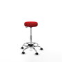 Tabouret Tolosa Pivotant Cuir écologique Non applicable Maille Rouge Structure chromée Sans accoudoirs Sans appui-tête Roulettes pour moquette