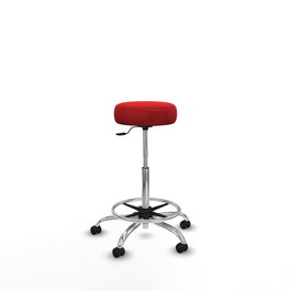 Tabouret Tolosa Pivotant Cuir écologique Non applicable Maille Rouge Structure chromée Sans accoudoirs Sans appui-tête Roulettes pour moquette