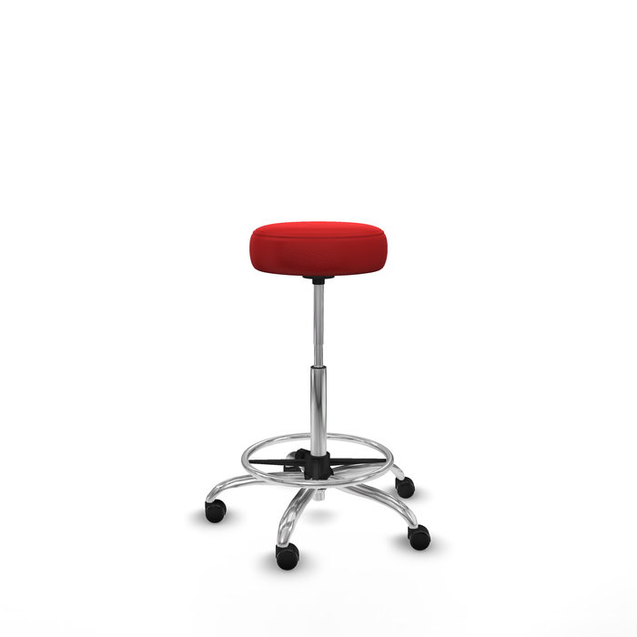 Tabouret Tolosa Pivotant Cuir écologique Non applicable Maille Rouge Structure chromée Sans accoudoirs Sans appui-tête Roulettes pour moquette