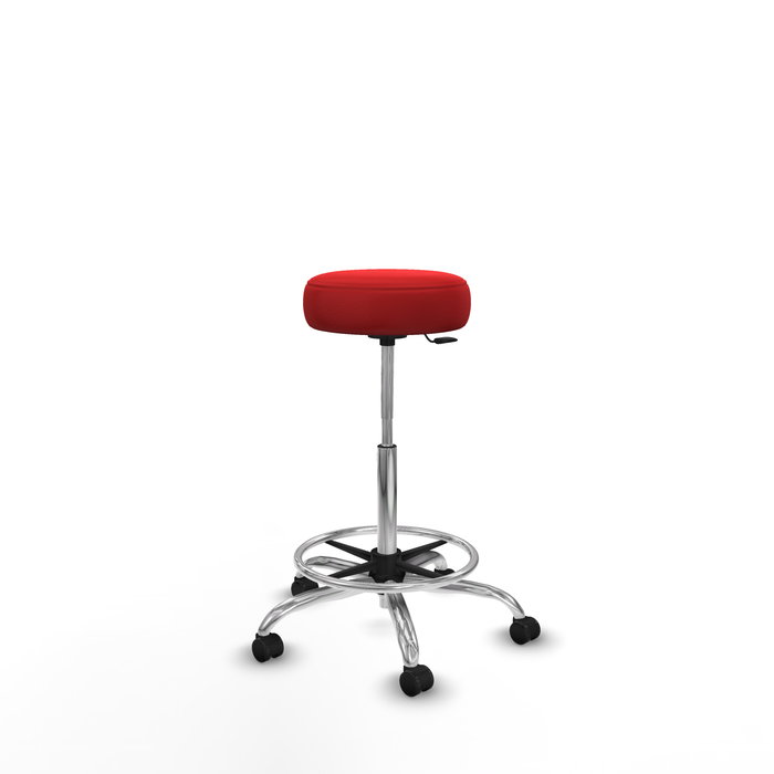 Tabouret Tolosa Pivotant Cuir écologique Non applicable Maille Rouge Structure chromée Sans accoudoirs Sans appui-tête Roulettes pour moquette