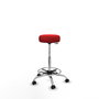 Tabouret Tolosa Pivotant Cuir écologique Non applicable Maille Rouge Structure chromée Sans accoudoirs Sans appui-tête Roulettes pour moquette