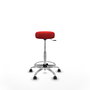 Tabouret Tolosa Pivotant Cuir écologique Non applicable Maille Rouge Structure chromée Sans accoudoirs Sans appui-tête Roulettes pour moquette