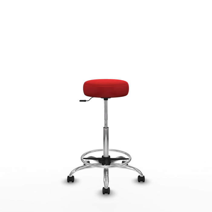 Tabouret Tolosa Pivotant Cuir écologique Non applicable Maille Rouge Structure chromée Sans accoudoirs Sans appui-tête Roulettes pour moquette