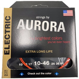 Aurora Strings Aurora Nitro Orange 10-46 Cordes pour guitare électrique vernies Nickel Argent