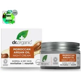 Dr. Organic Crème de Nuit Nourrissante à l'Huile d'Argan Marocain et Extraits Africains Bio (Kigelia, Roselle, Baobab) - Anti-Rides, Peaux Normales à Sèches, 50 ml