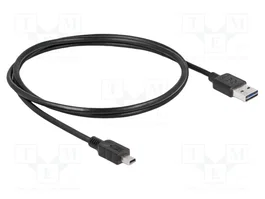 DELOCK Câble USB 2.0 avec connecteurs USB A double face et USB B mini, 1m
