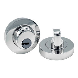 Micel Poignée de porte rosette avec clé et bord rond, modèle 1094, nickel satiné