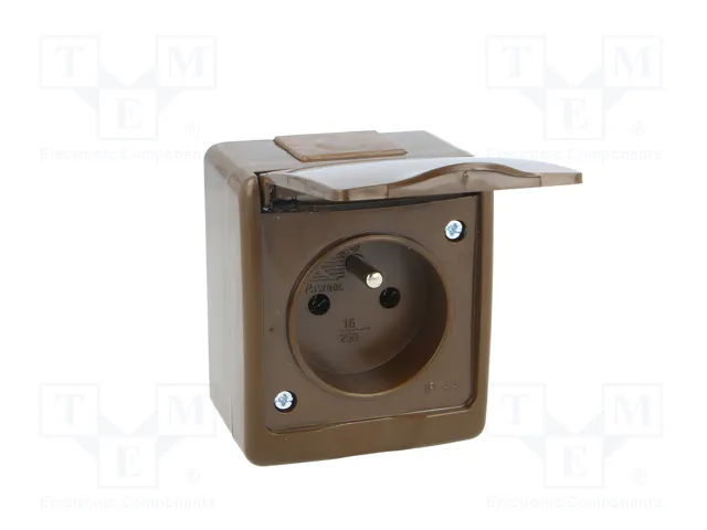 PAWBOL Socle d'alimentation AC 2P+PE marron 16A