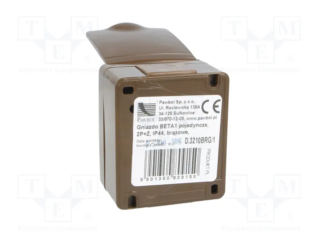 PAWBOL Socle d'alimentation AC 2P+PE marron 16A