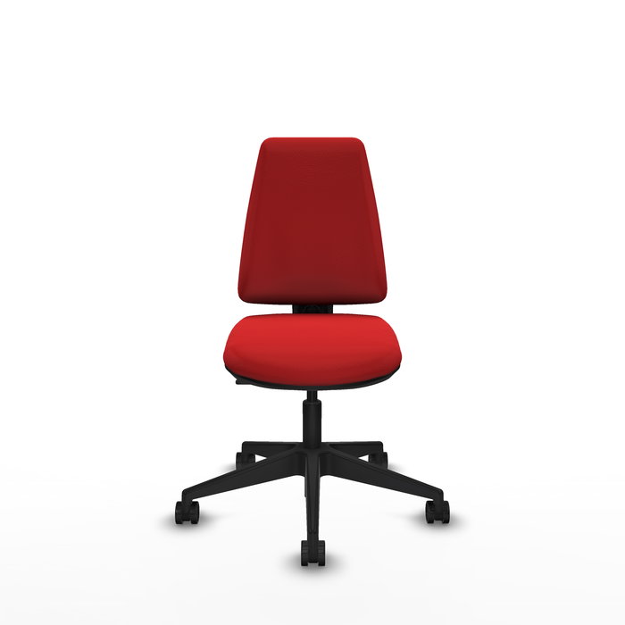 Chaise Elche Contact permament de base Cuir écologique Rouge Base pyramidale noire Sans accoudoirs Sans appui-tête Roulettes 65mm nylon