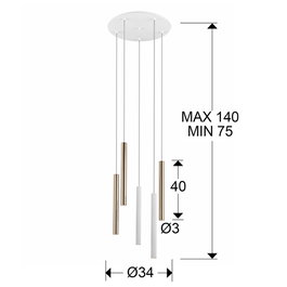 Lampe À Suspension Varas Acier/Acrylique LED 25W 2250Lm Dimmable/Command 3000K