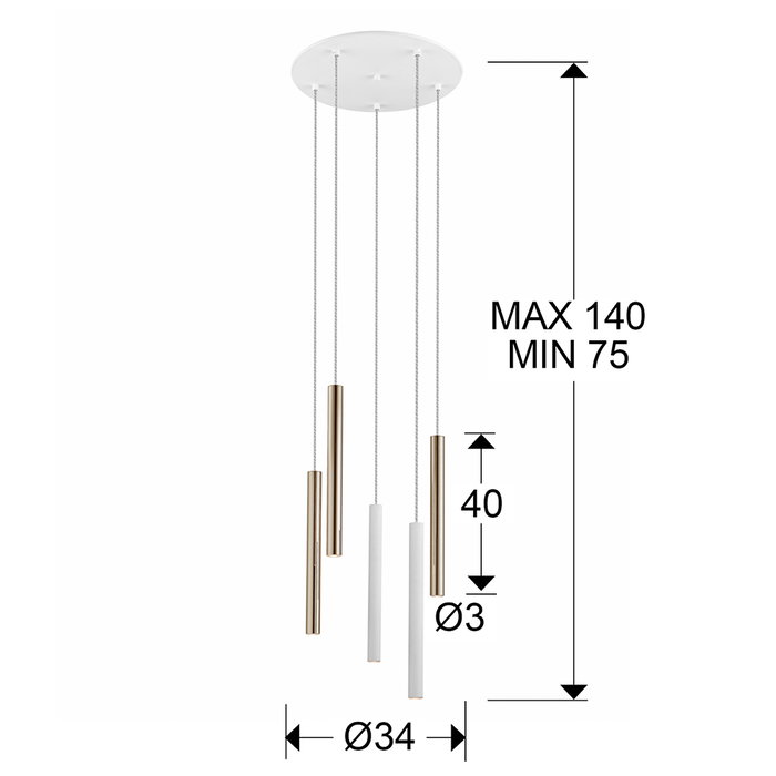 Suspension Varas en Acier/Acrylique LED 25W