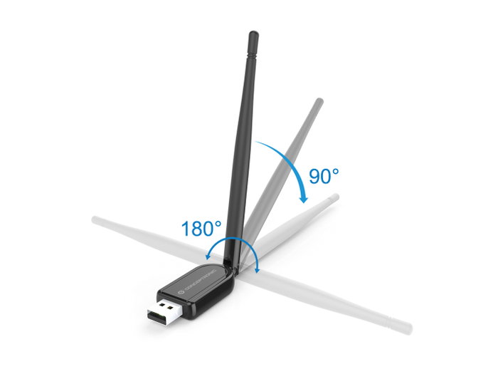 Conceptronic ABBY07B Adaptateur USB Bluetooth 5.1 Classe 1 avec antenne 2dBi, 100 m, Plug and Play Windows