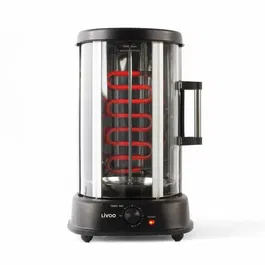 Livoo DOM323 - Grill vertical 1500W pour cuisson jusqu'à 2,5 kg, avec minuterie, rotation 360°, broche centrale et 10 brochettes de 23 cm