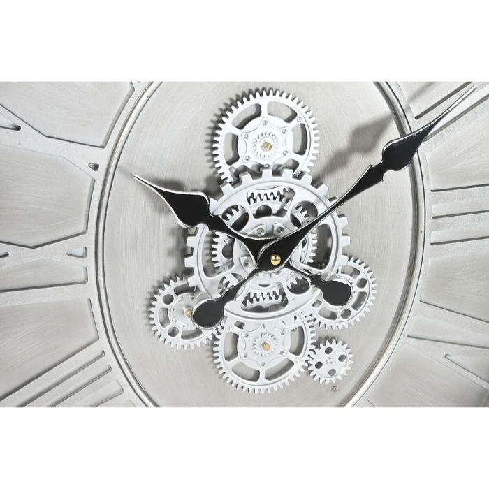 Horloge Murale Home ESPRIT Argenté Naturel Métal Verre Bois de pin 50 x 8 x 68 cm