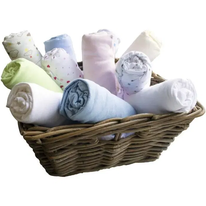 Domiva Drap Housse Bébé Jersey Blanc 60 x 120 cm Lot de 2 - 100% Coton