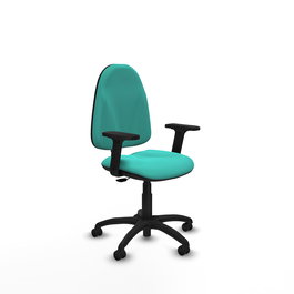 Chaise Algarra Contact permament de base Cuir écologique Turquoise Structure polyamide noire Accoudoir 2D Sans appui-tête Roulettes pour moquette
