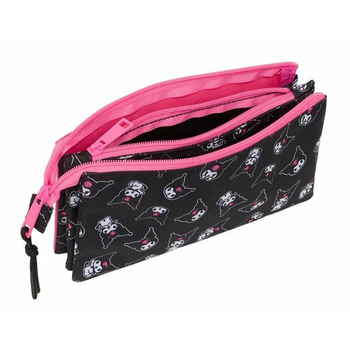 Trousse Fourre-Tout Triple Kuromi Noir Fuchsia 22 x 12 x 3 cm Trousse Fourre-Tout Triple Kuromi Noir Fuchsia 22 x 12 x 3 cm
