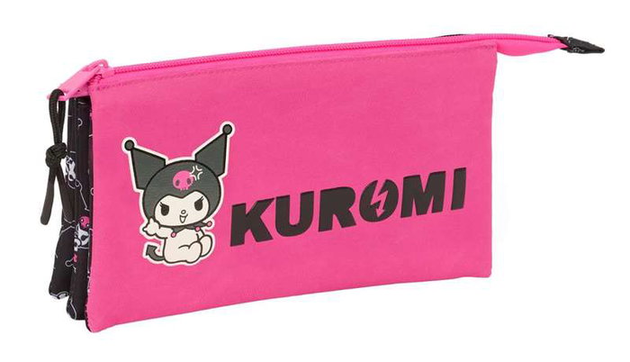 Safta Portatodo Triple Kuromi - Coffret de rangement triple avec personnage Kuromi - 22 x 12 x 3 cm - À partir de 3 ans