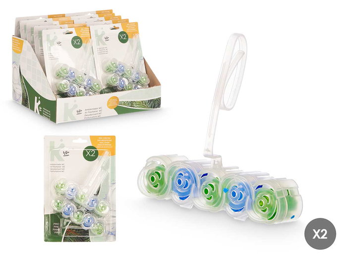 Arte Regal Set de 2 Boules de Toilette Pino 50g Vert Plastique 13x20x4 cm (Set de 24) Arte Regal Set de 2 Boules de Toilette Pino 50g Vert Plastique 13x20x4 cm (Set de 24)