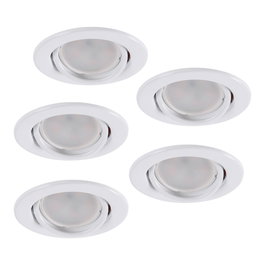 Vepa Pack de 5 ampoules LED GU10 6W 500Lm 6000K avec anneau downlight inclinable blanc