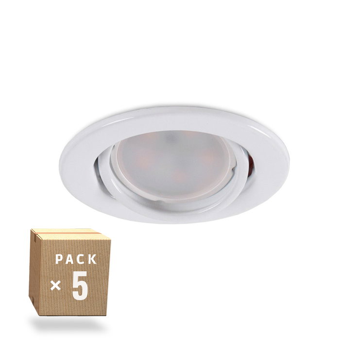 Vepa Pack de 5 ampoules LED GU10 6W 500Lm 6000K avec anneau downlight inclinable blanc