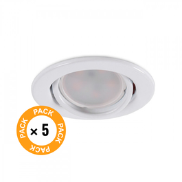 Vepa Pack de 5 ampoules LED GU10 6W 500Lm 6000K avec anneau downlight inclinable blanc