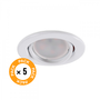 Vepa Pack de 5 ampoules LED GU10 6W 500Lm 6000K avec anneau downlight inclinable blanc