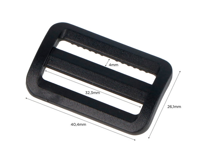 Innspiro Boucle coulissante rectangulaire en plastique noir 32,3 mm (lot de 5)