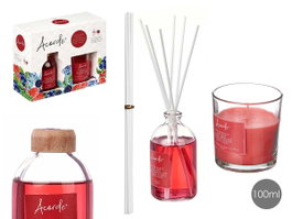 ACORDE Set Mikado 100ml et Bougie 30h Fruits Rouges