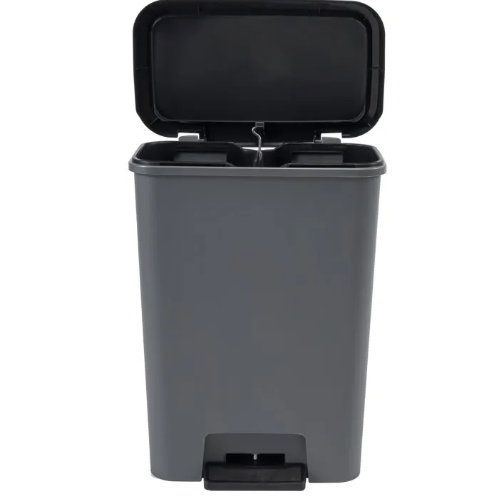 Curver COMPATTA Poubelle à pédale Duo 23 L + 23 L Gris anthracite Polypropylène