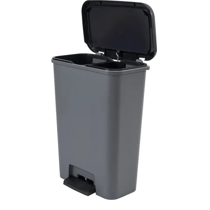 Curver COMPATTA Poubelle à pédale Duo 23 L + 23 L Gris anthracite Polypropylène