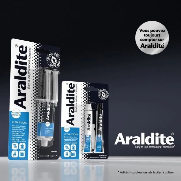 ARALDITE Standard Colle époxy bi-composant 24 ml prise longue haute résistance métal bois plastique