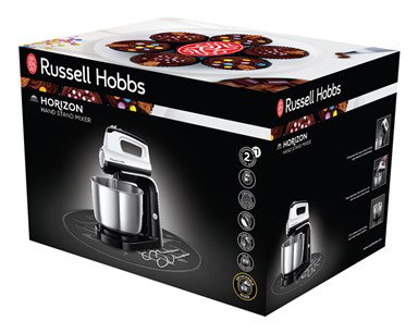 Horizon 24680-56 Batidora robot pâtissier fixe et manuel avec bol inox 3.5L - 5 vitesses + fonction turbo, accessoires acier inoxydable
