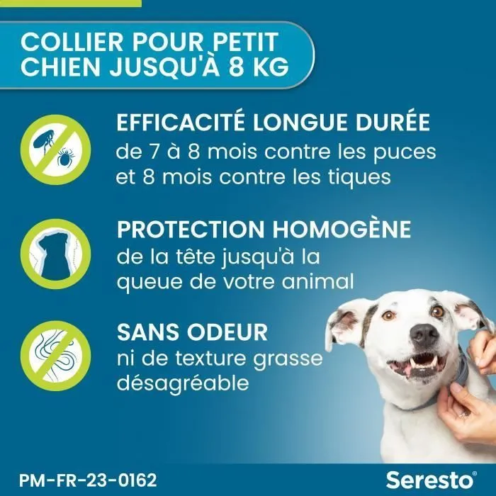 Seresto - Collier Antiparasitaire pour Petit Chien (-8kg) - Protection 8 Mois contre Puce, Tique, Poux - Modèle original
