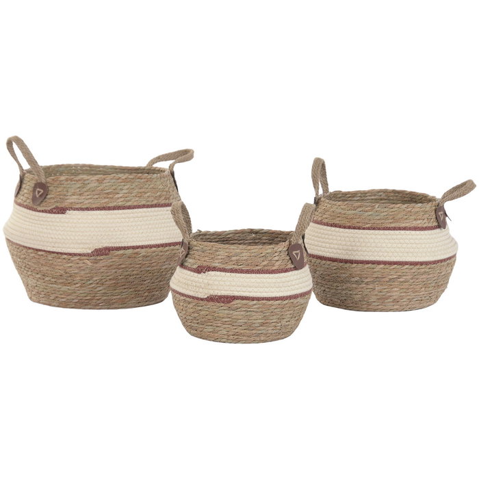 Home ESPRIT Set de paniers Pêche Naturel Fibre naturelle (3 Pièces)