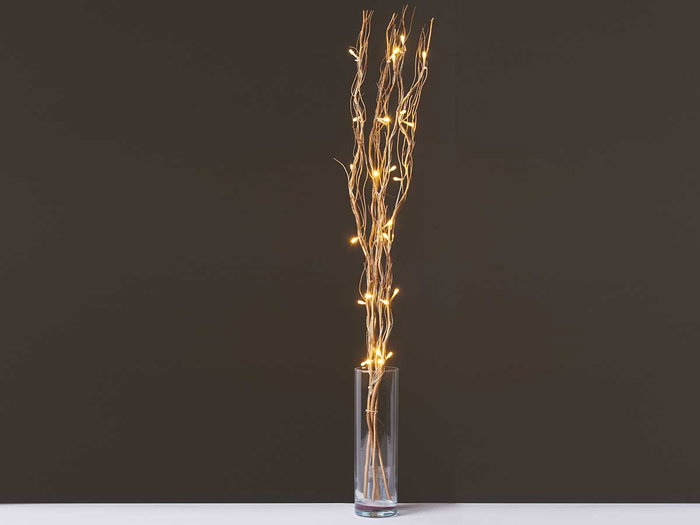 Giftdecor Ramillete Varas Or doré 30 Leds 90 cm Branches de Saule (Set de 12)