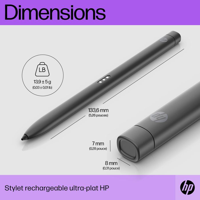 HP Stylet rechargeable ultra-plat pour HP ProBook Education - Compatible avec certains modèles, rechargement rapide par broches Pogo
