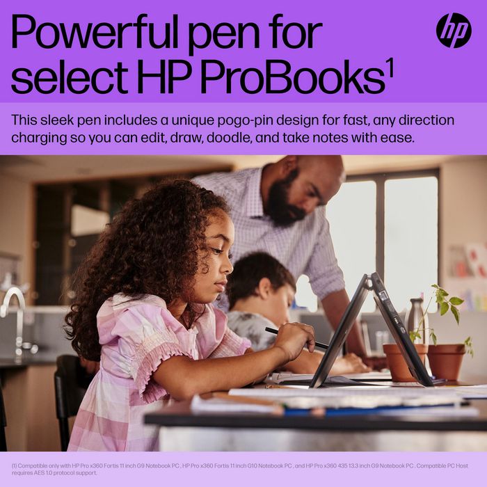 HP Stylet rechargeable ultra-plat pour HP ProBook Education - Compatible avec certains modèles, rechargement rapide par broches Pogo
