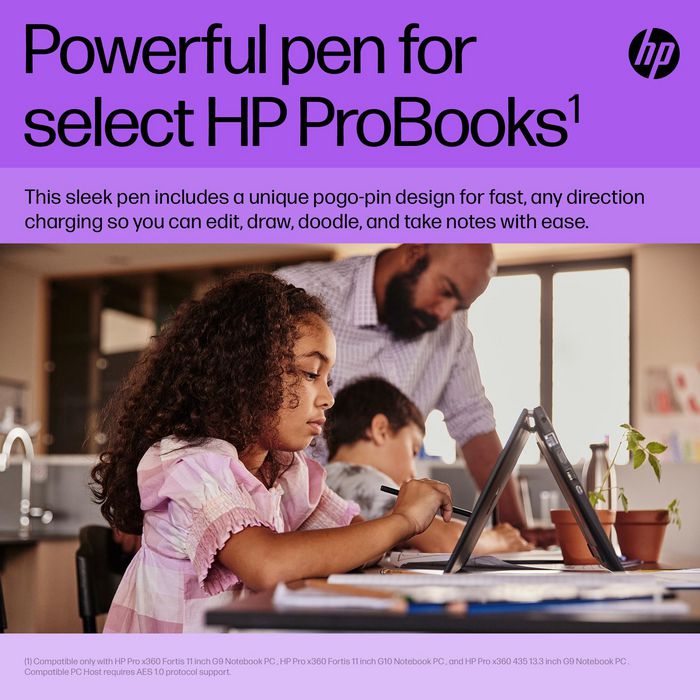 HP Stylet rechargeable ultra-plat pour HP ProBook Education - Compatible avec certains modèles, rechargement rapide par broches Pogo