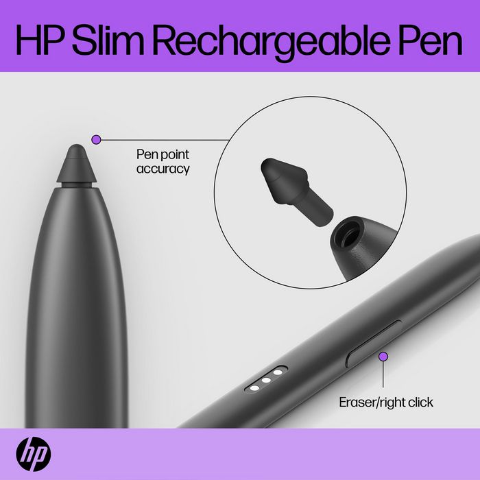 HP Stylet rechargeable ultra-plat pour HP ProBook Education - Compatible avec certains modèles, rechargement rapide par broches Pogo