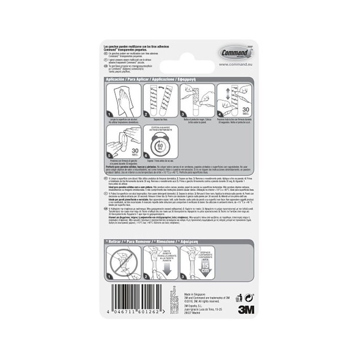 3M 17006clr Command Mini Crochets Transparents 22 x 29 x 11 mm 6 Pièces + 8 Bandes Max 225 g