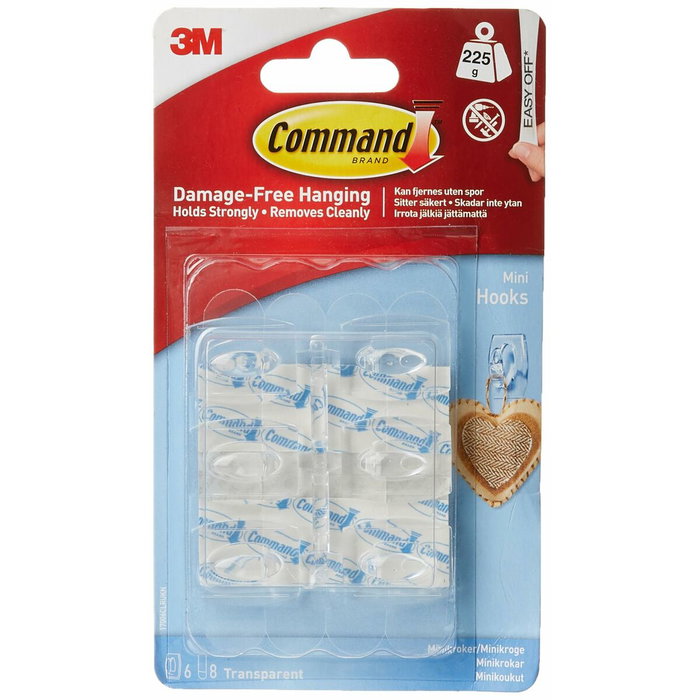 Crochet pour suspendre 3M 225 g Transparent Plastique (6 Unités)